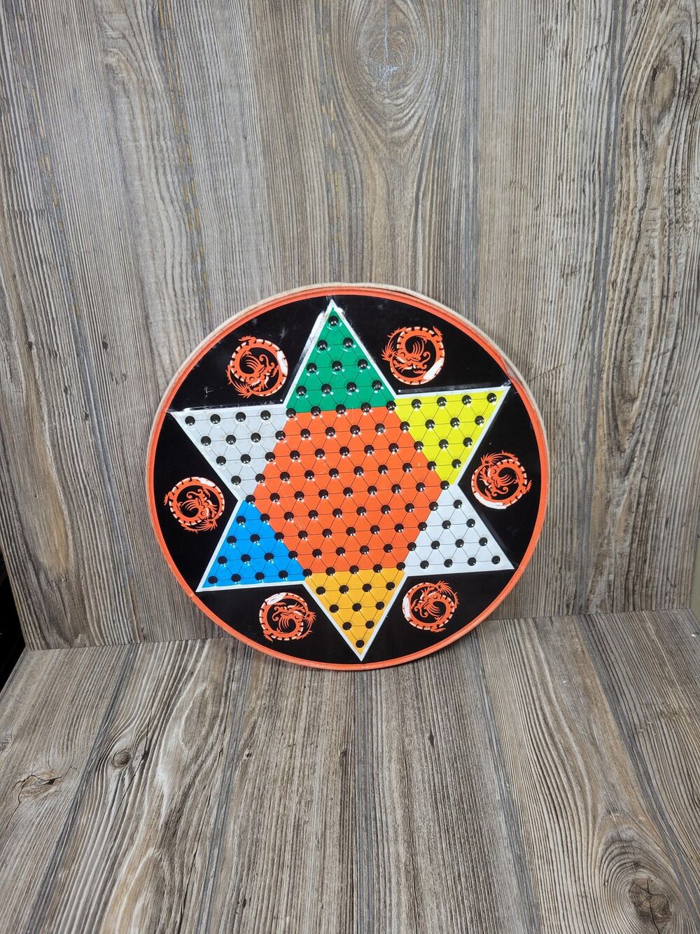 Vintage Ohio Art Chinese Checkers Round Metal Board Game Retro Gameroom Decor